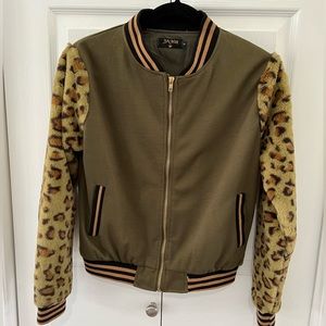 Balboa Fashion Leapoard Print Varsity Style Jacket Women’s Size Small